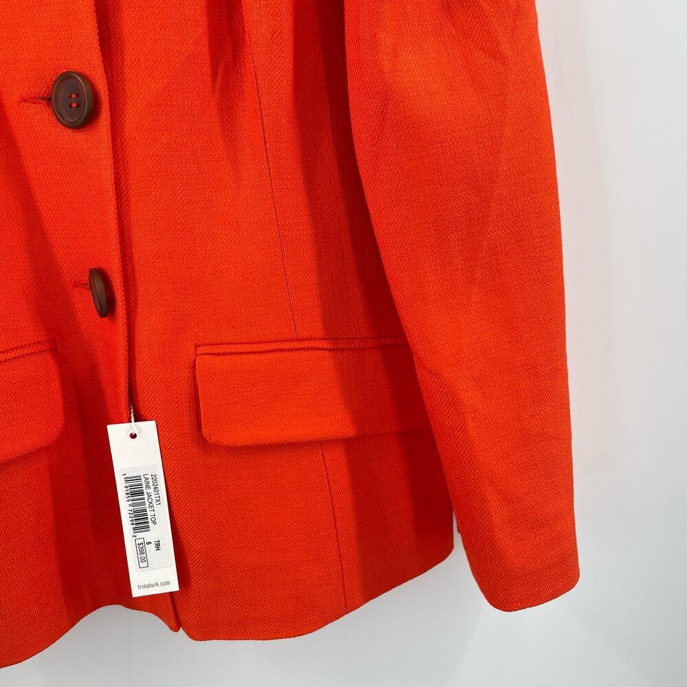 TRINA TURK Laine Jacket Top Size 6 NWT Button Down Cold Shoulder Orange - Picture 14 of 16
